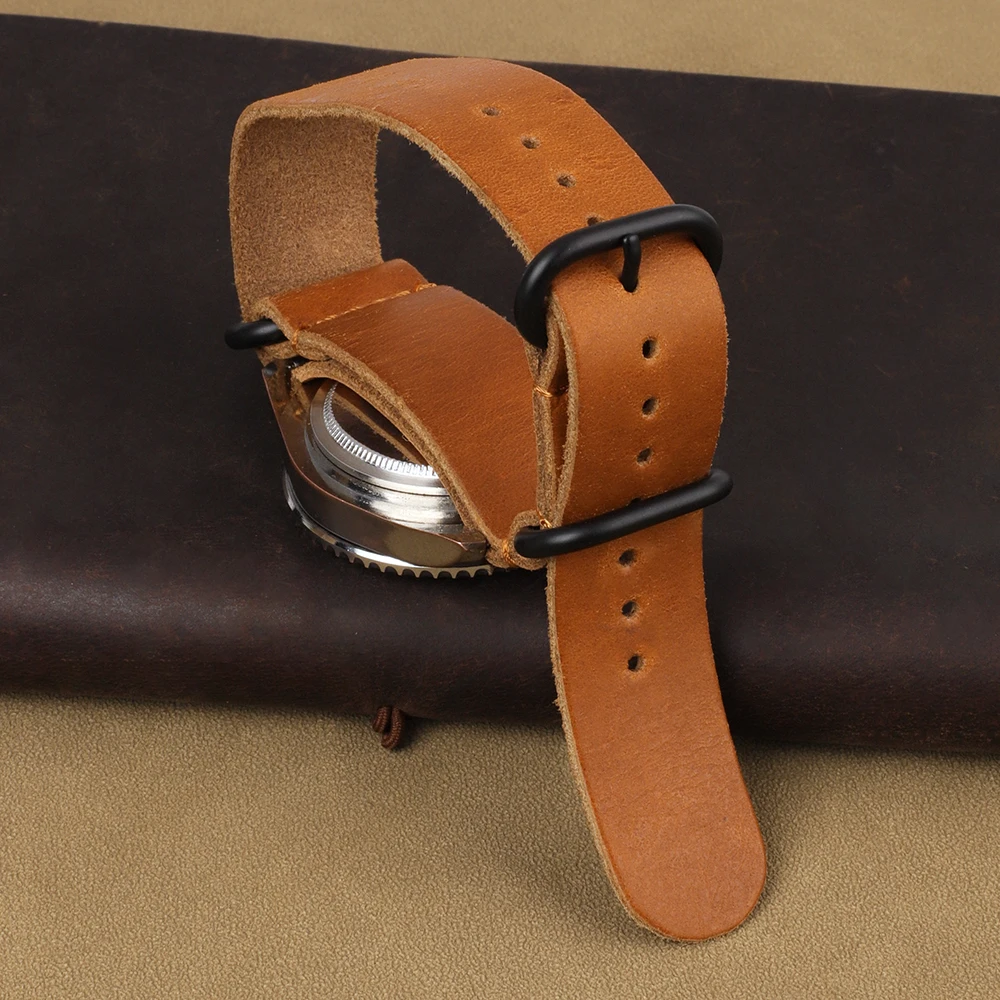 Cowhide Leather Watch Band 18mm 20mm 22mm Tan One Piece Watch Strap Replacement Watchbands for Men Women Watches Accessories