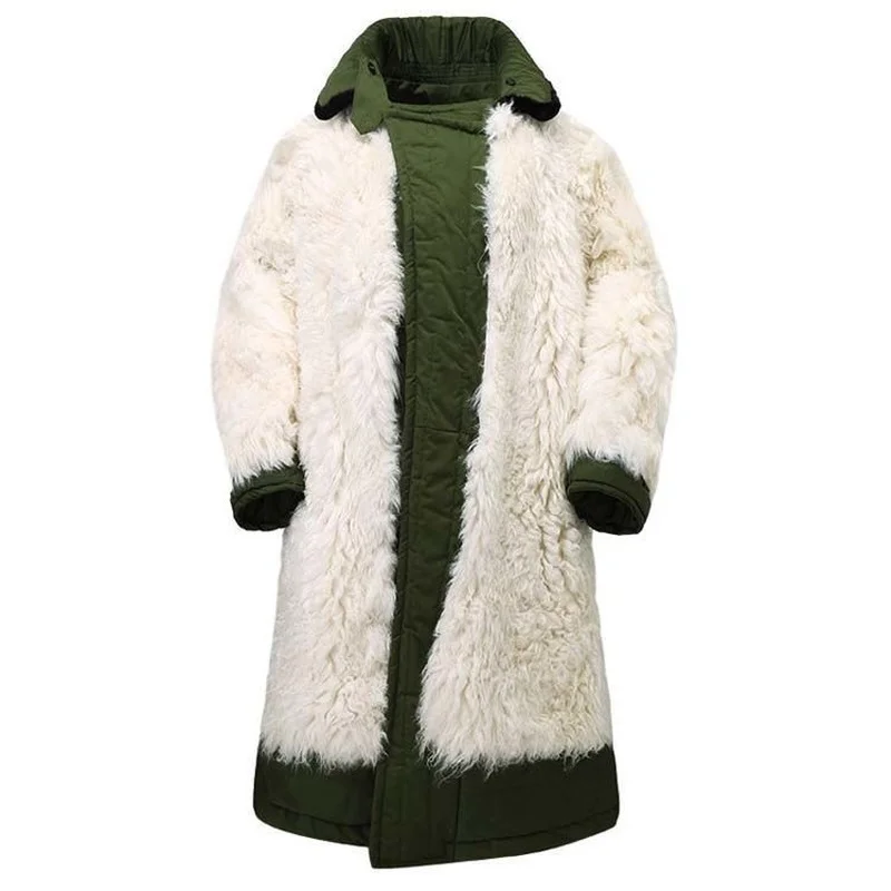 Abrigo grueso y cálido de lana Real, chaqueta interior gruesa con piel de oveja de invierno, protección militar cálida y fría