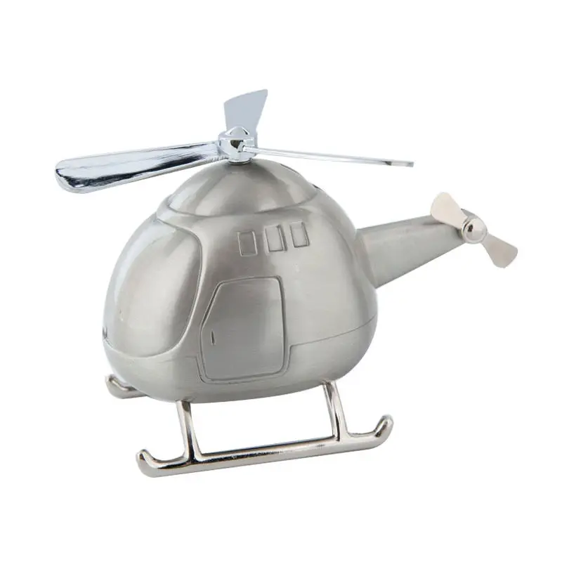 Creative helicopter piggy bank, metal aircraft change bank, piggy bank, decorative ornaments, holiday gifts