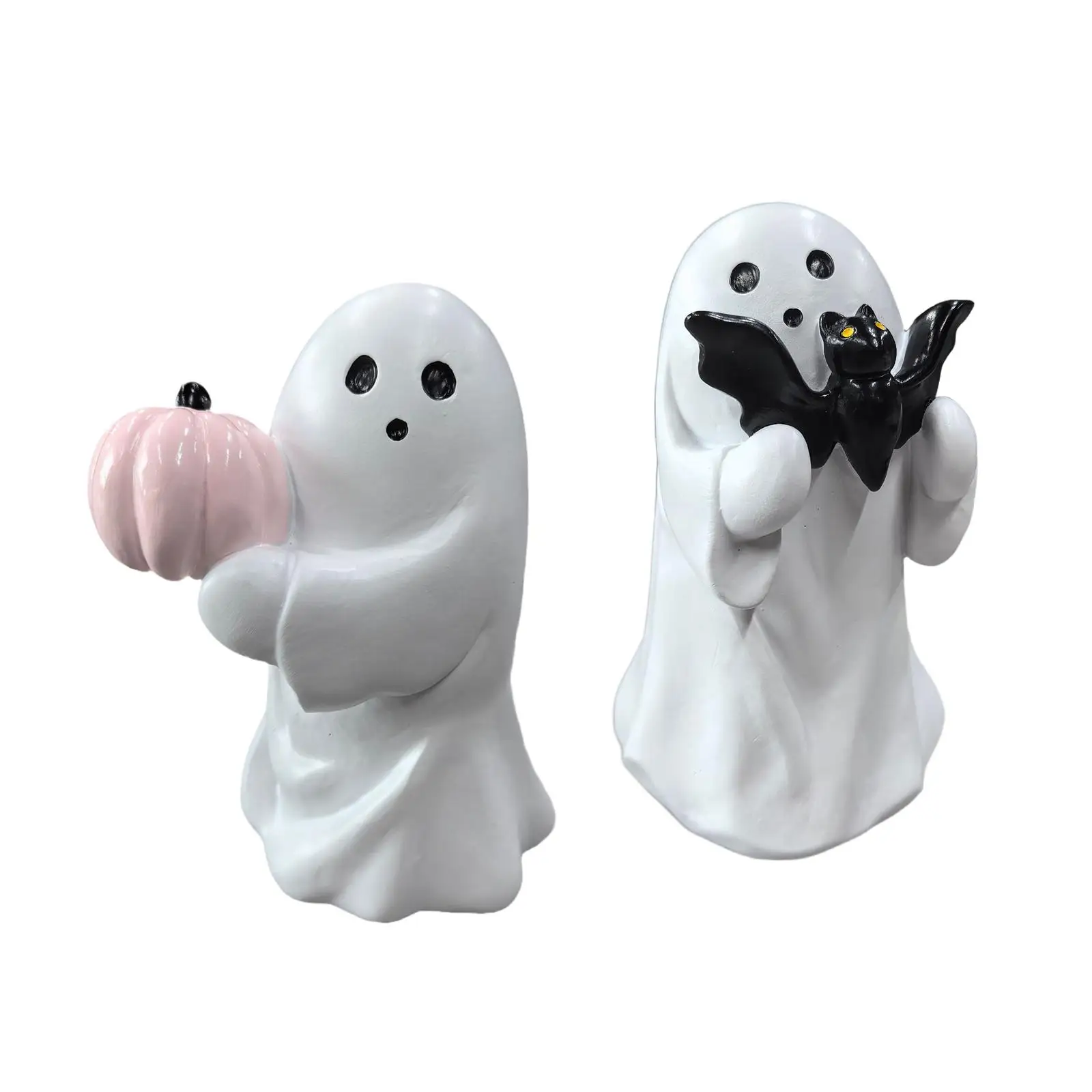 2x Ghost Statues Halloween Decor Tabletop Ornaments for Fireplace Home Shelf