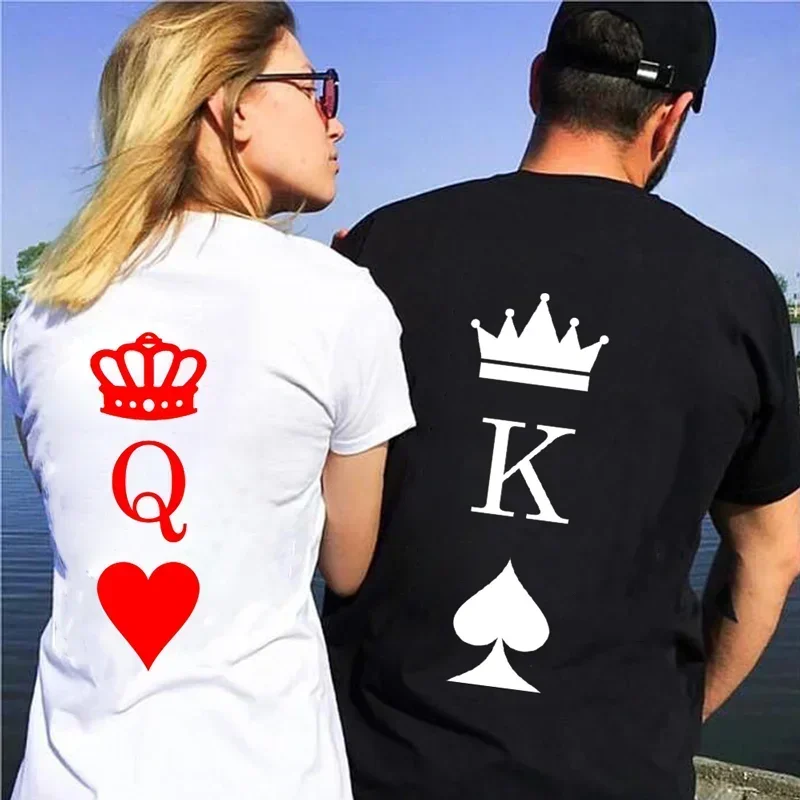 King and Queen Shirts for CouplesT Shirt Wife Hubby Tshirt Tops Summer Fashion Woman T-shirt Casual O-Neck Tops Lovers Tee Shirt