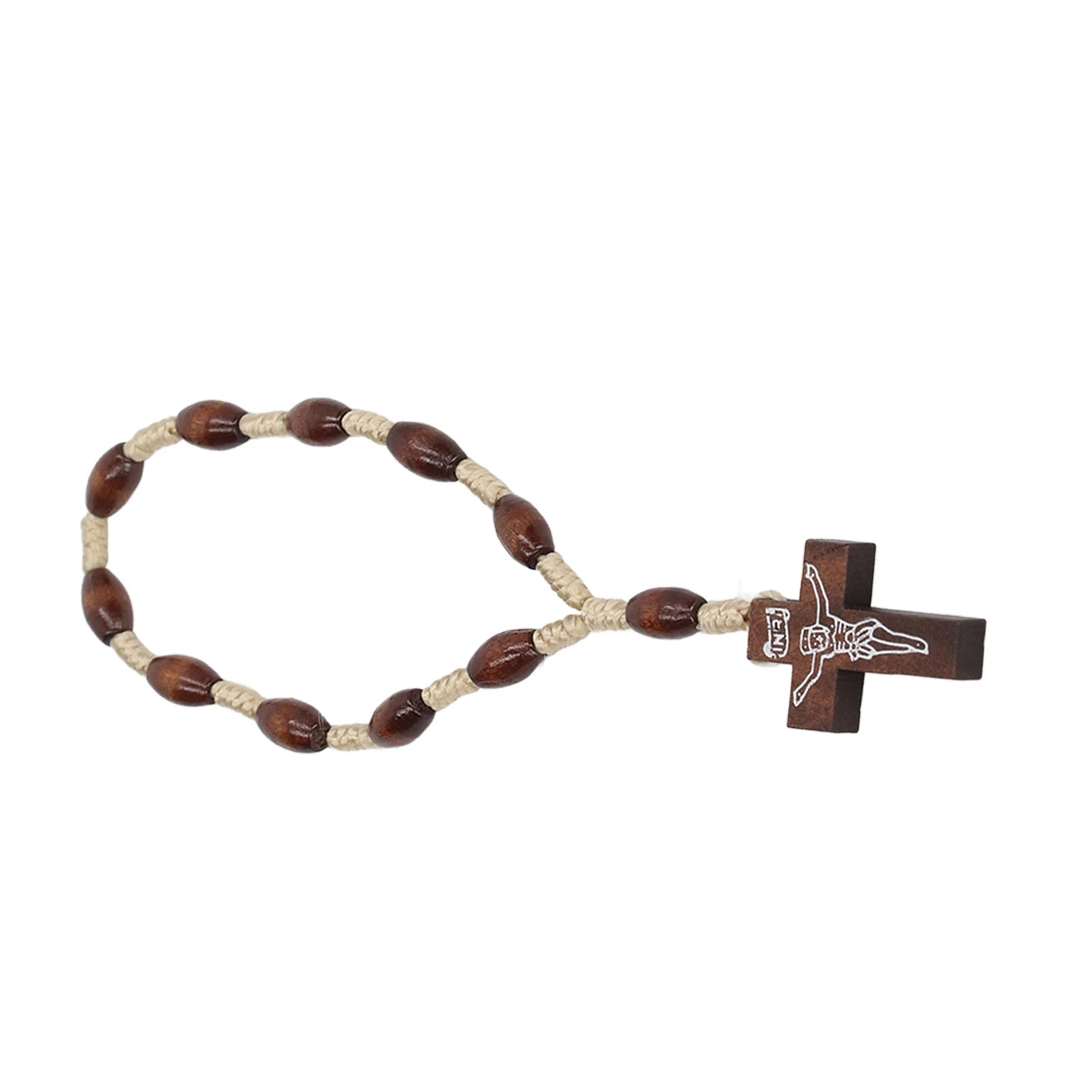 Wooden Rosary Small Portable Strong Wood Crucifix Style Hand Carved Catholic Rosary for Baptism Cathedral