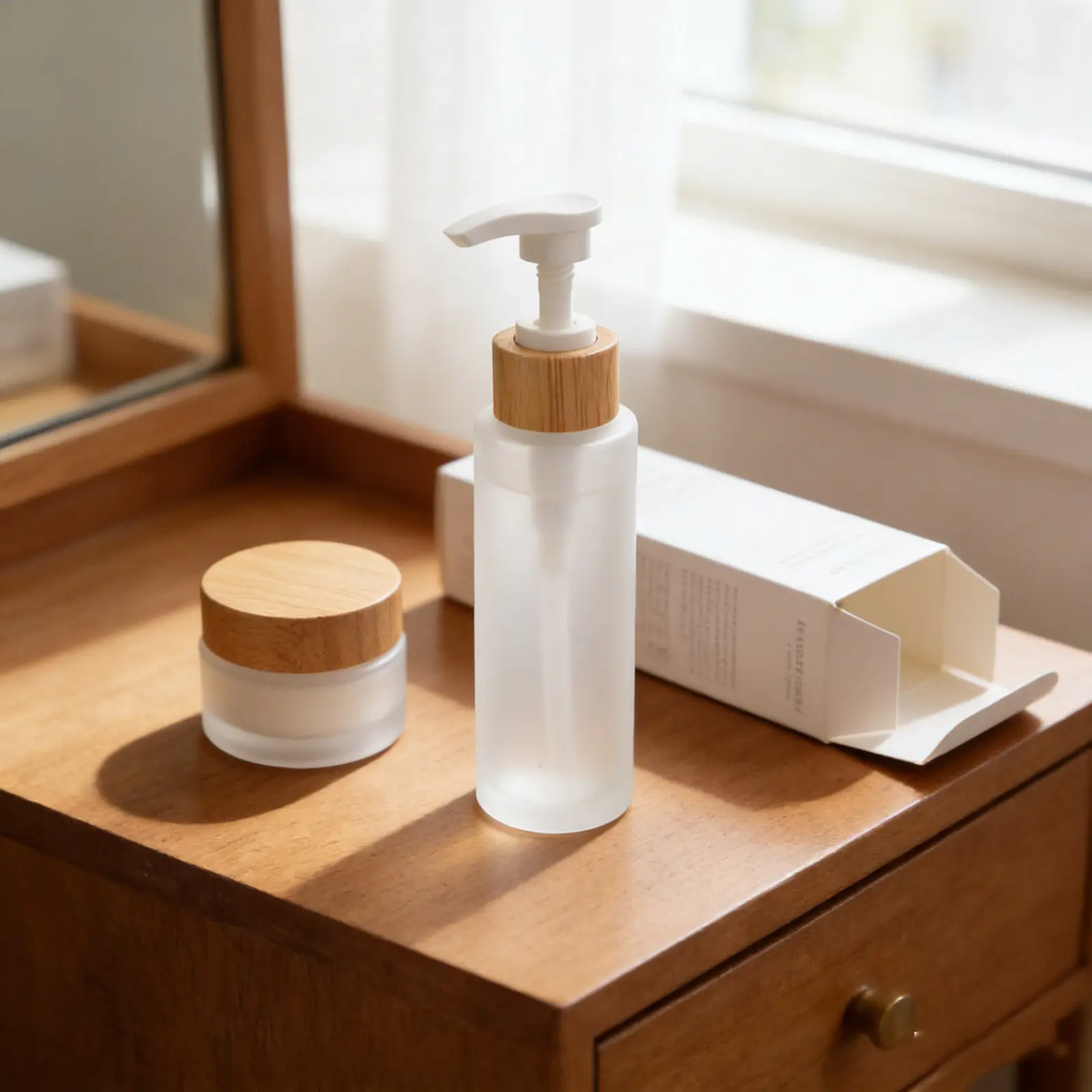 

Набор из 3 флаконов-диспенсеров для лосьона: матовое стекло, бамбуковая крышка, точный дозатор, многоразовые, для ухода за кожей тела