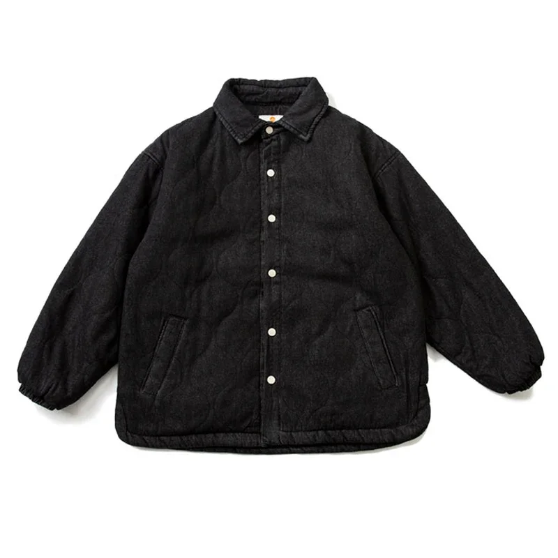 Japanese Cityboy Loose Washed Denim Cotton Jacket with Stitching for Men's Cotton Coat new arrival