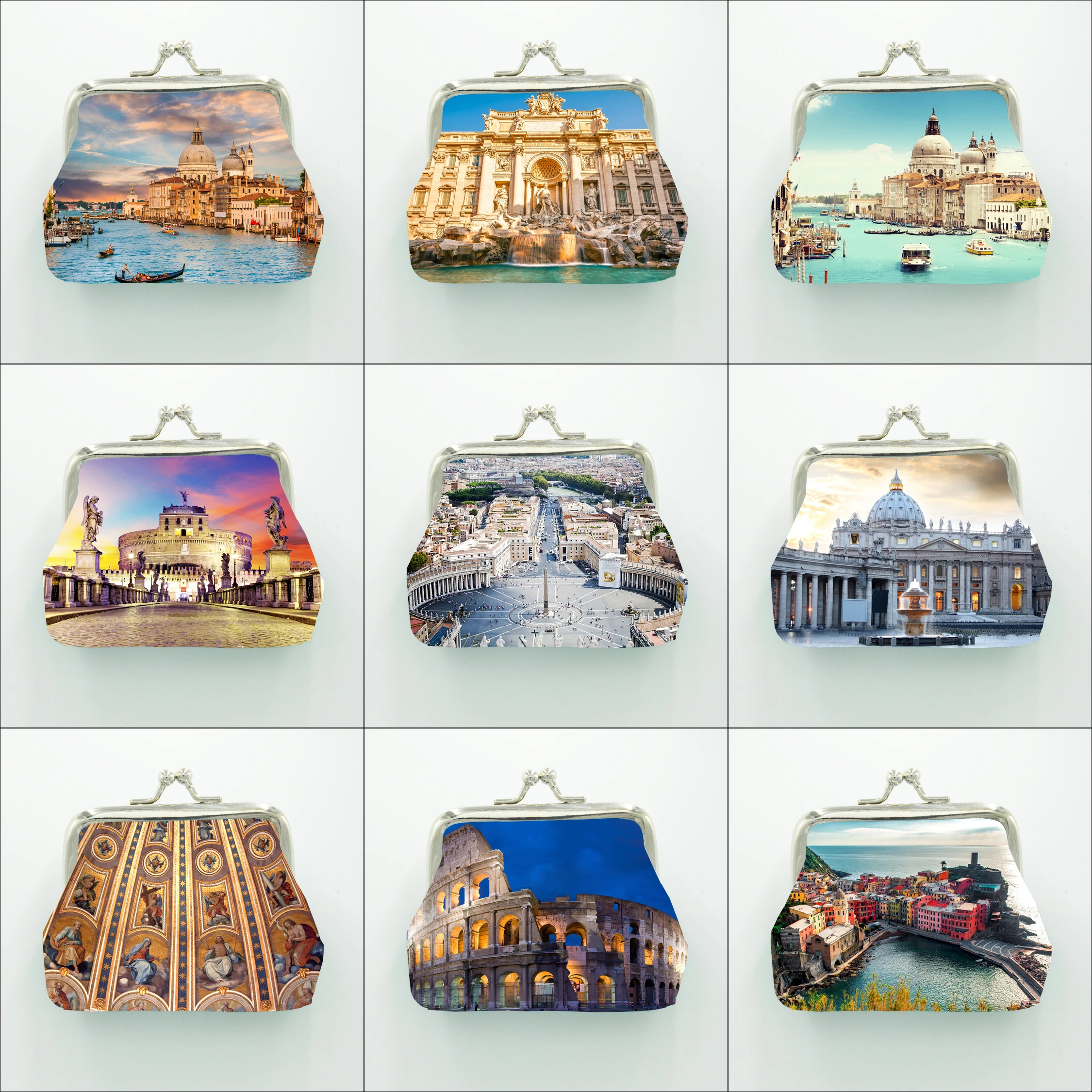 24PCS/Lot 4inch Custom PU Leather Coin Purse, Full-Color Printing, Wallet, Key Bag, Brand Logo, Artist Designer, City Souvenir