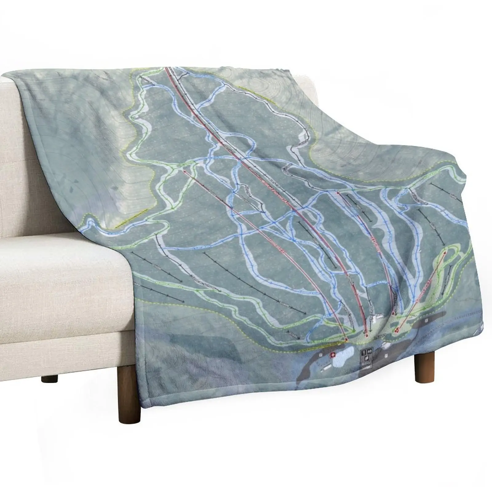 Wildcat Mountain Trail Map Throw Blanket Summer Personalized Gift Summer Beddings Large Luxury Furry Blankets