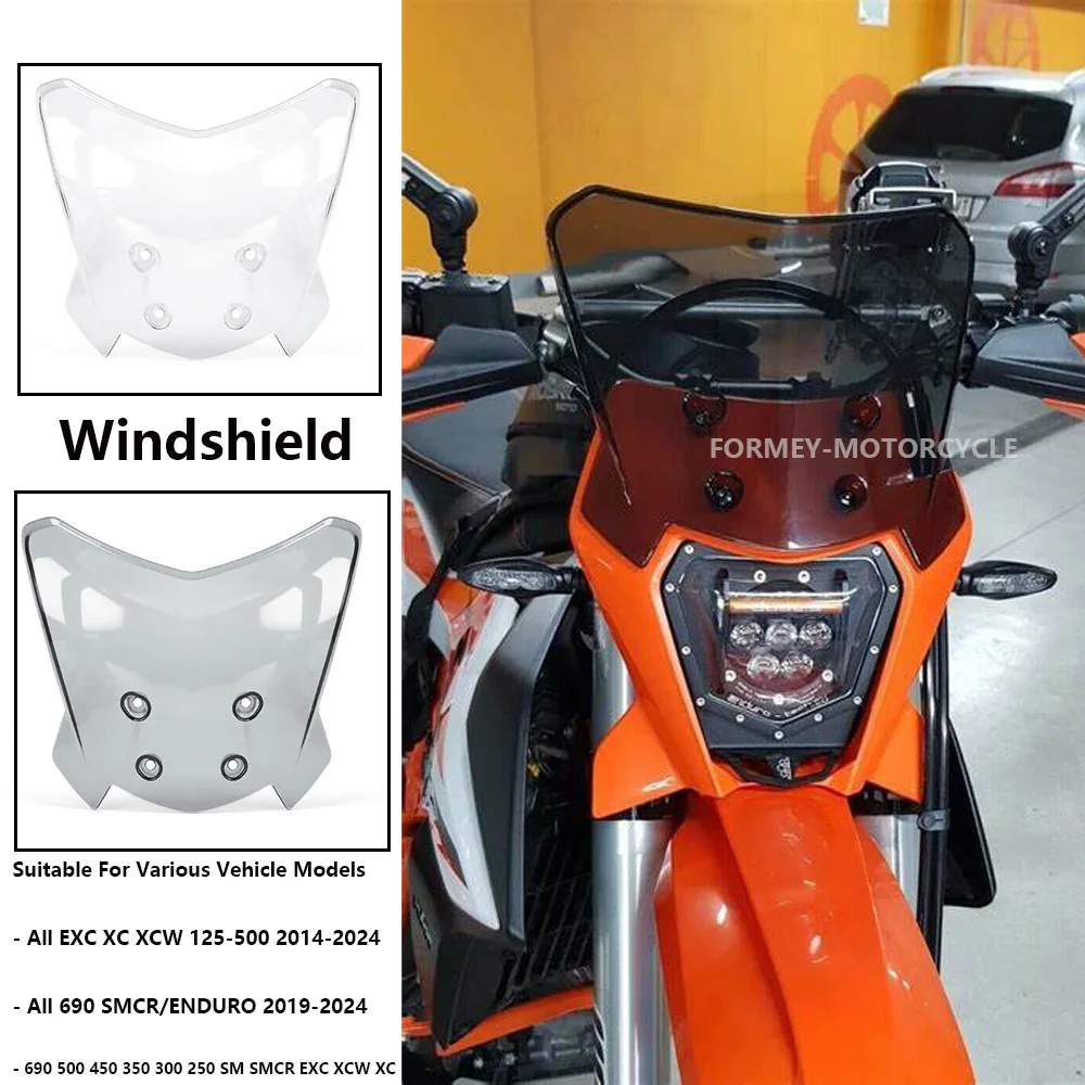 

Motorcycle Windshield Wind Deflector Screen Windscreen For All 690 SMCR ENDURO / 500 450 350 300 250 SM SMCR EXC XC XCW 125-500