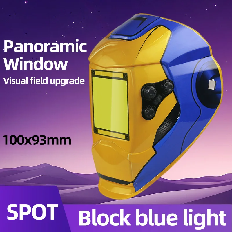 

Anti-blue light mask for welding, true color, with 4 arc sensors, solar cell, 13 inches