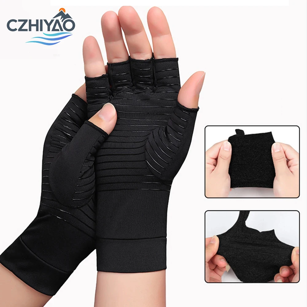 

CZHIYAO Copper-Infused Compression Arthritis Gloves Relieves Wrist Pain Rheumatism Tendinitis Swelling Supports Crochet Typing