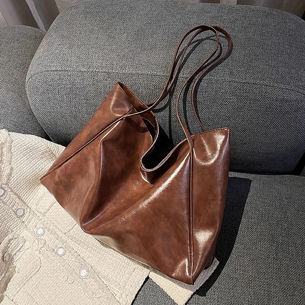 Vintage Große Kapazität Tragetasche PU Allround Schultertasche Einkaufstasche für Damen – Detail 4