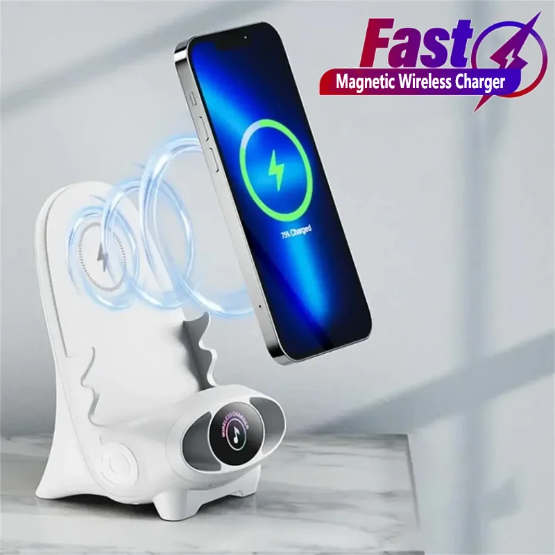 Magnetic Wireless Charger Fast Charging Stand Type C Unique Mini Chair Shape Tablet Phone Holder Fast Charger Desktop Station