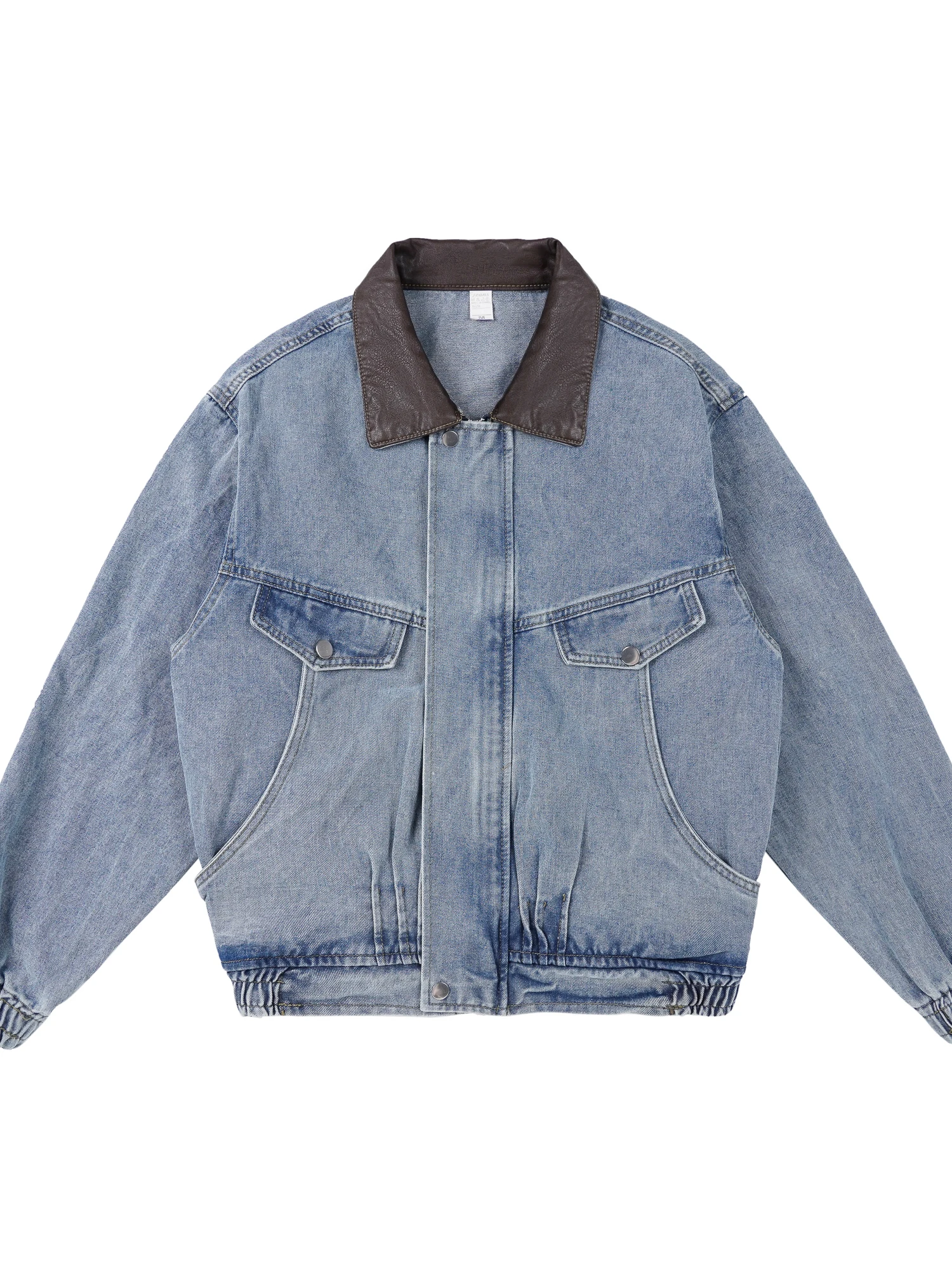 

Джинсовая куртка оверсайз с воротником-стойкой и лоскутным узором для мужчин, осенняя, в американском стиле, плотная, повседневная, рабочая, для пар