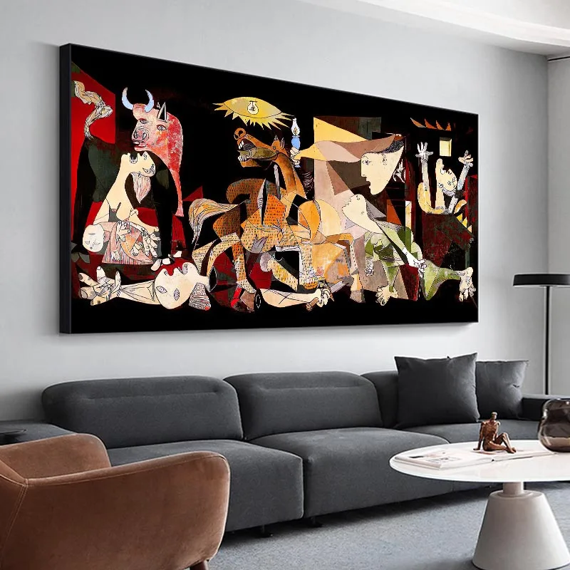 Picasso Guernica Artwork Poster Canvas Print Famous Painting Reproduction Wall Art Pictures for Home Decoration Room Living Room