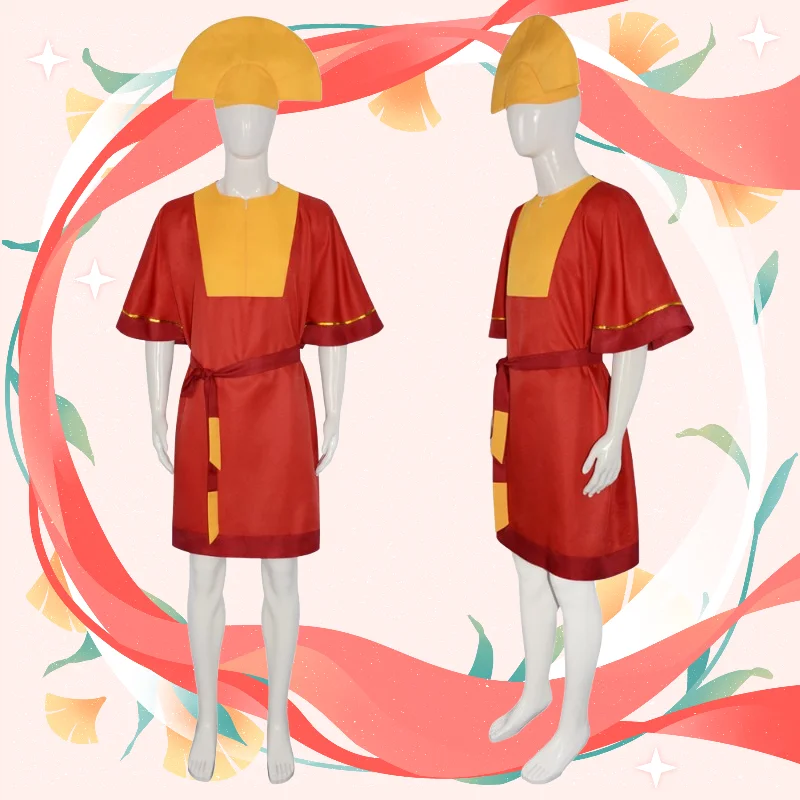 

Anime King Cosplay Costume Kingdom Prince Cos Red Clothes Yellow Hat Belt Full Set for Men Role Play Outfit Halloween Party