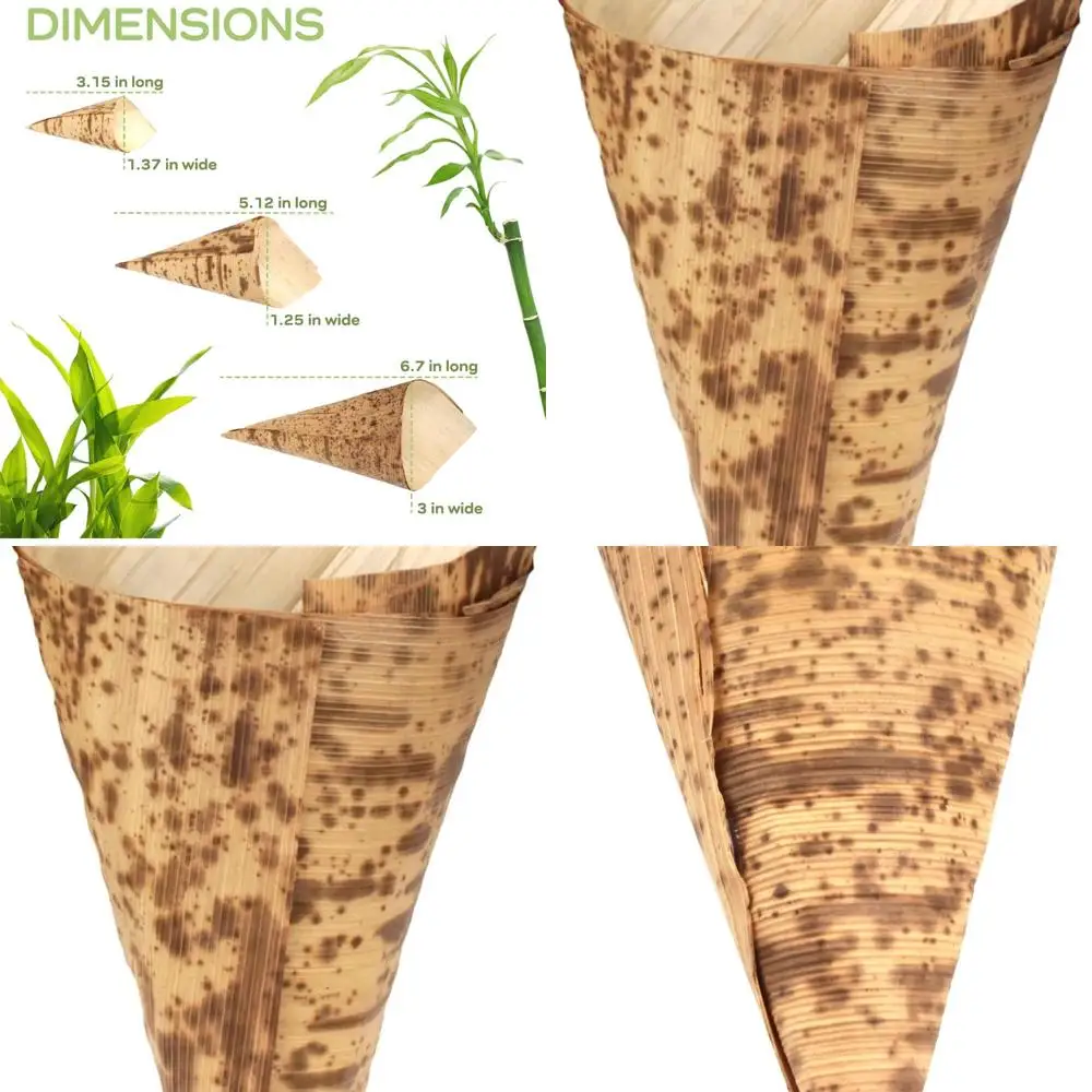 

Бамбуковые конусы для закусок на 300 штук, 6,7x3, премиум-класса, одноразовые, идеально подходят для общественного питания и вечеринок