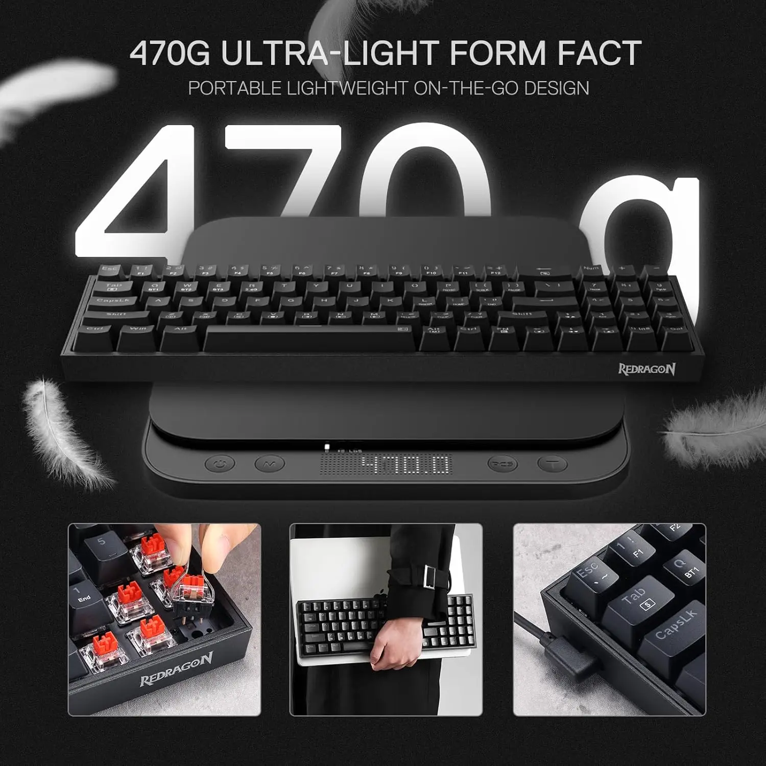 Redragon BS136 Gaming Keyboard & Mouse Combo, 75% K628 Tri-Mode Wireless RGB Mechanical Keyboard and 7200 DPI Gamer Mouse Bundle