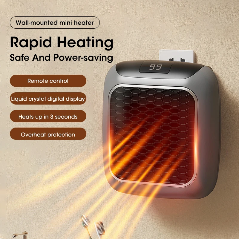 800W Compact Portable Mini Electric Space Heater Wall Mounted Warm Air Heat Blower for Home Office