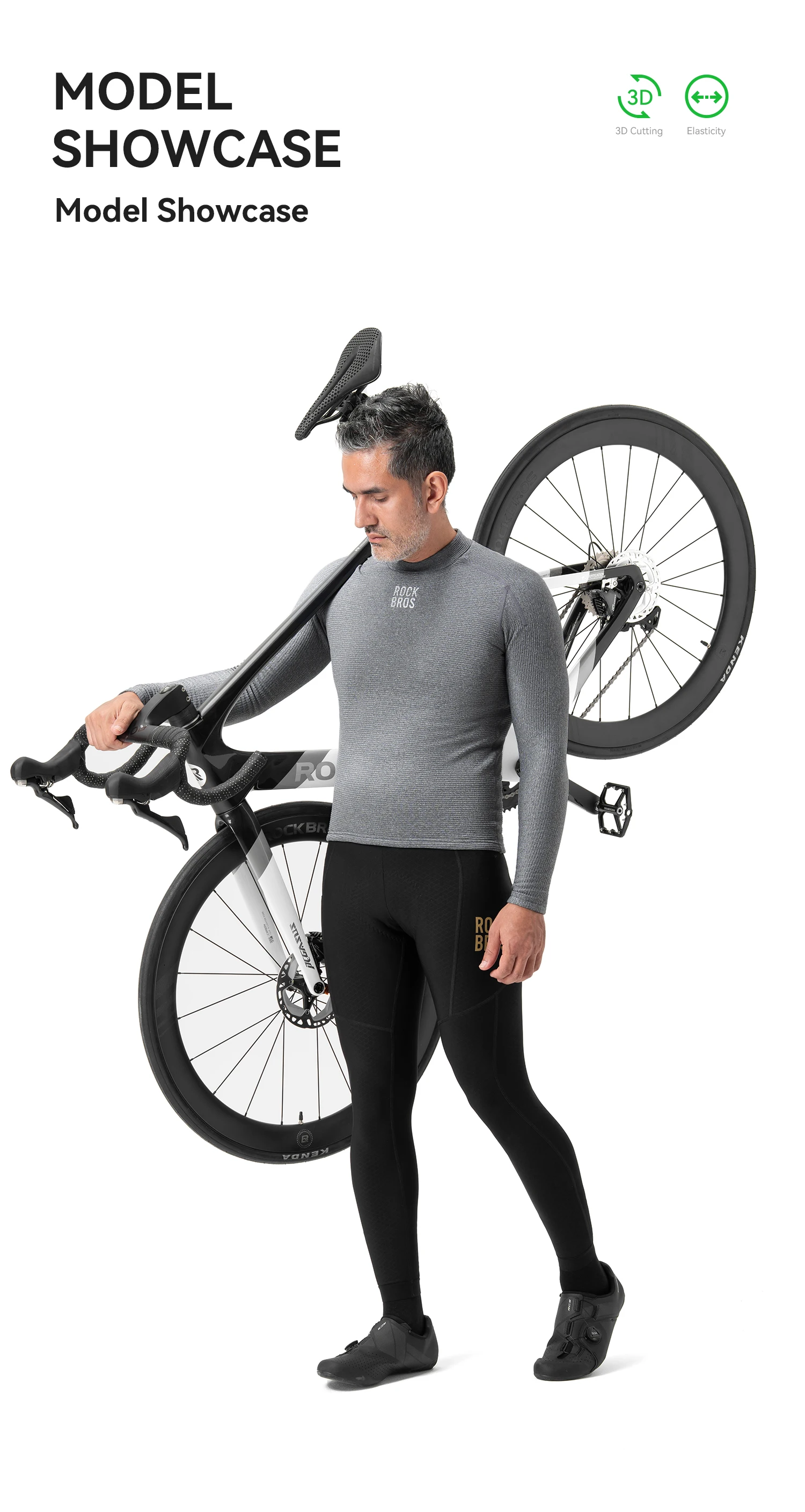 ROCKBROS Winter-Fahrradbekleidung, Woll-Wärme-Innenschicht-Oberteil, Feuchtigkeitsableitend, Fleece-Gefüttert, Weiche, Hautfreundliche Fahrrad-Unterwäsche – Detail 6