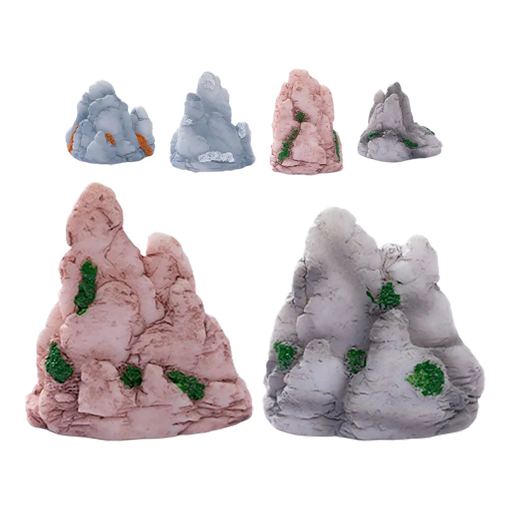 6 ชิ้นภูมิทัศน์ไมโครภูเขาตกแต่ง Rockery ตกแต่งไดโอรามาถังปลาเรซิ่นหุ่นพิพิธภัณฑ์สัตว์น้ํา