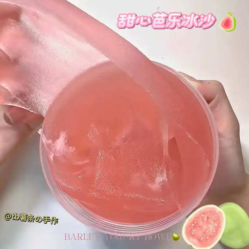 Guava Smoothie Slime Super Soft Stress Relief Bubble Clay Black Pepper Mashed Potato Slime Sensory Fidget Toys view 4