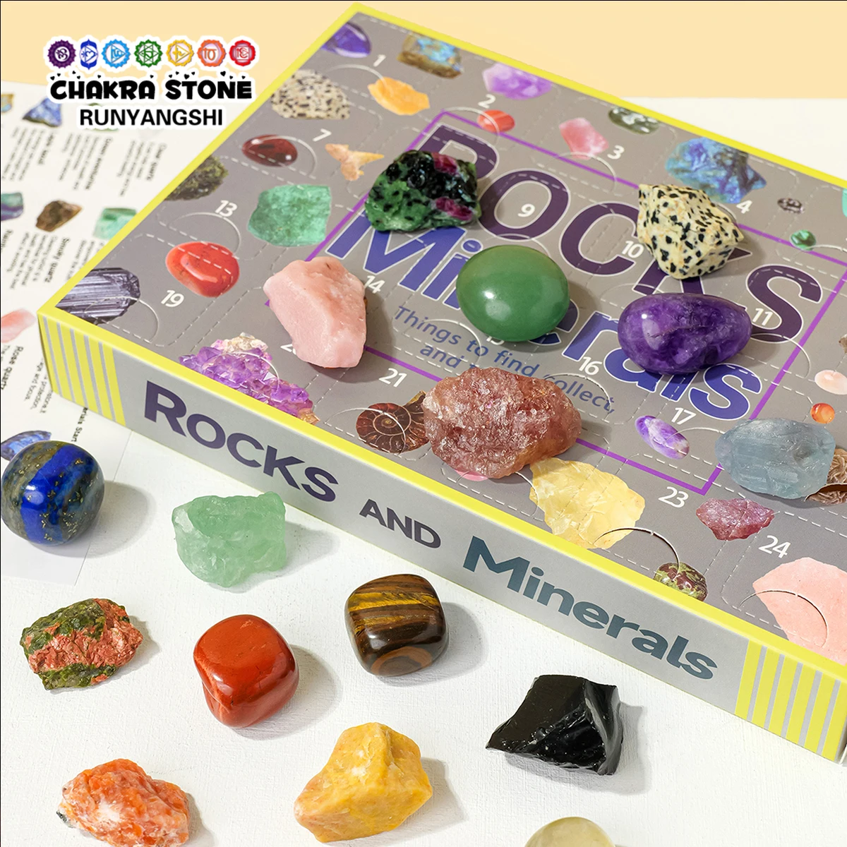 24 قطعة/المجموعة/مجموعة هدية عينة من الكريستال الطبيعي لتزيين هدايا العيد للأطفال