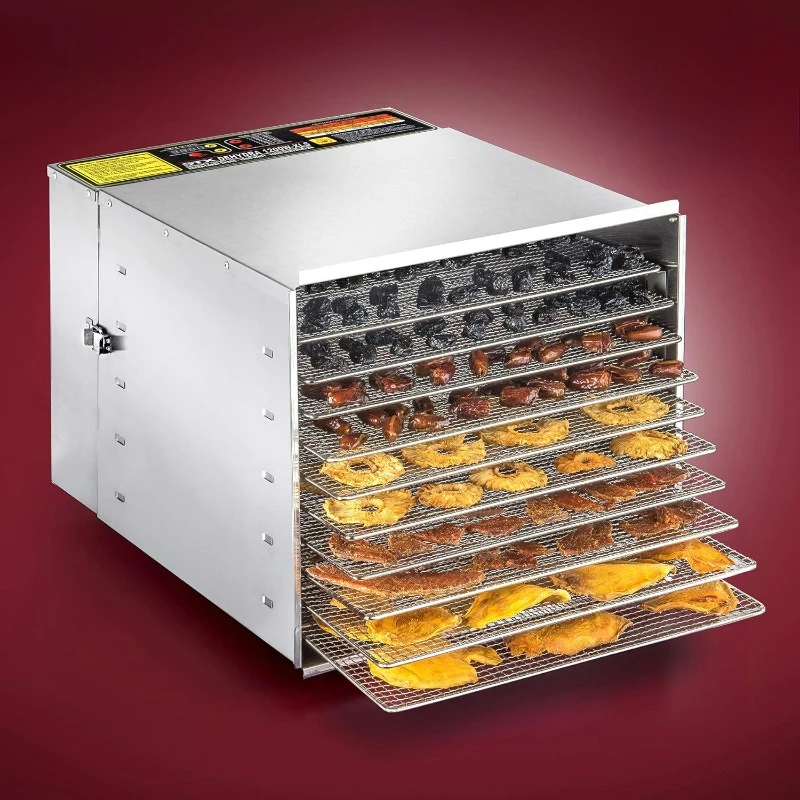 Commercial Grade Stainless Steel Digital Food Dehydrator 10 Trays 1200 Watts 165 Degree Fahrenheit Jerky Safe with 15 Hour Timer