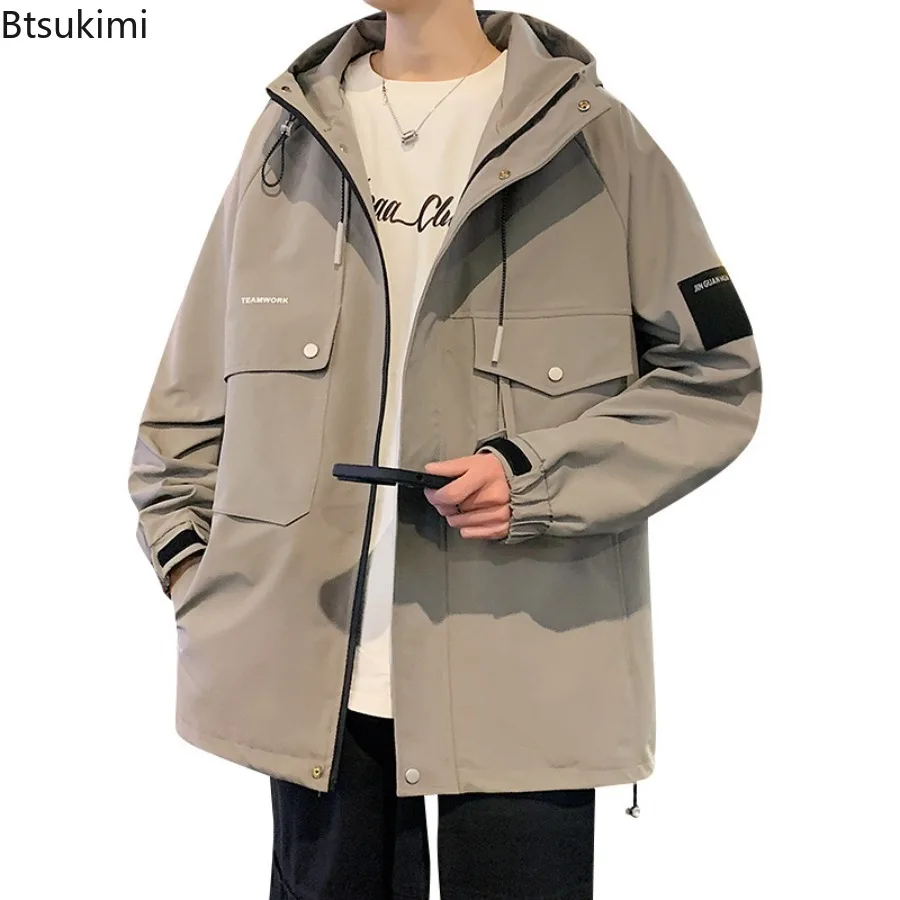 2025 New Spring Autumn Jackets for Men Fashion Couple Hooded Windbreaker Coats Multi-Pockets Outdoor Casual Jackets Big Size 8XL
