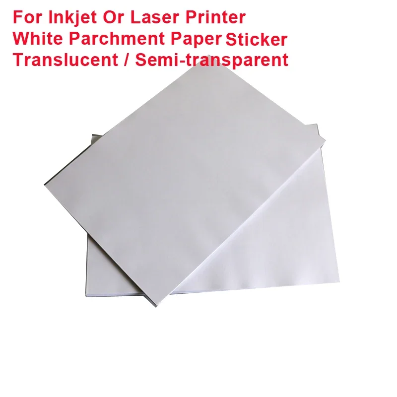 Blank White Semi Transparent a4 Vegetable Parchment Adhesive Sticker for Printer Laser/inkjet