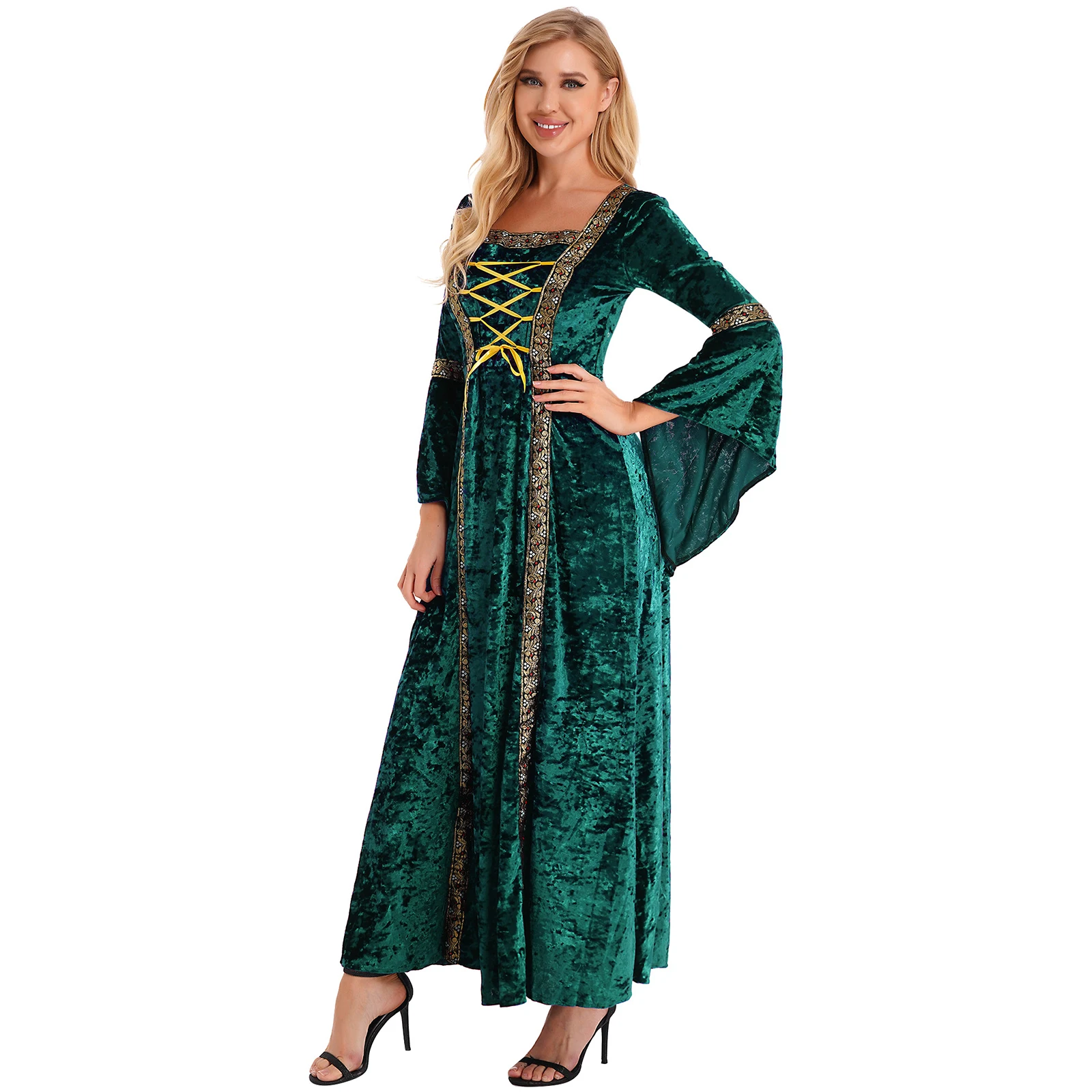 Vestido Medieval Europeu Victoria Rainha Princesa para Mulheres, Fantasia Cosplay Halloween, Corte Gótica, Palácio Nobre, Festa de Casamento, Vestir