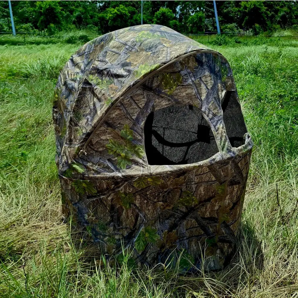 Cego de caça camuflada pop-up de cadeira dupla para caça de cervos e jogos com recurso transparente