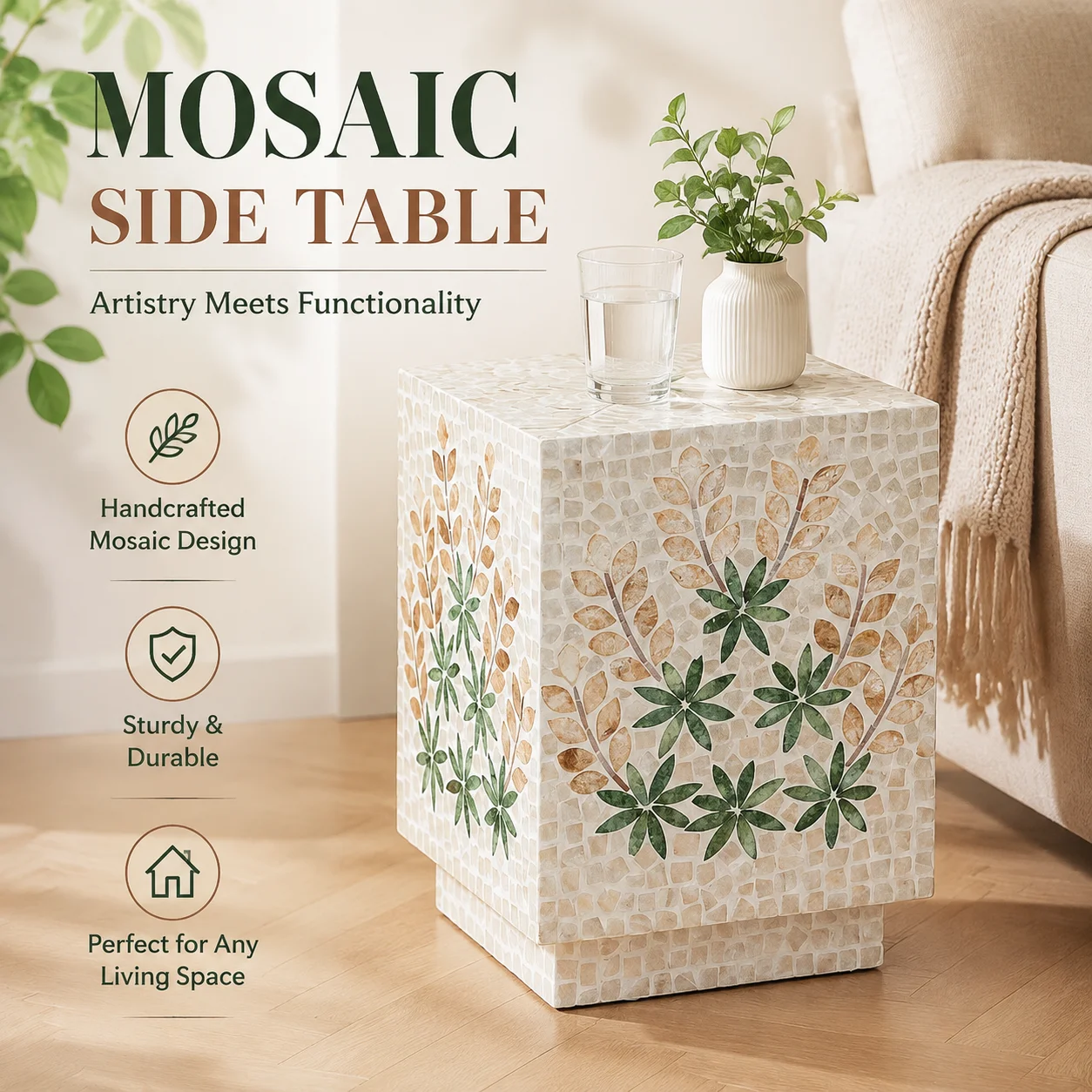 Mesa  Té Creativa con Forma  Concha, Mesa  Centro Decorativa para el Hogar, Mesa Auxiliar para Sala  Estar, Escritorio