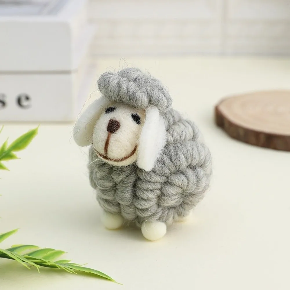 New Wool Felt Christmas Sheep Figurine Soft Nordic Style Lamb Ornament Christmas Decoration Cartoon Sheep Doll Home Decor