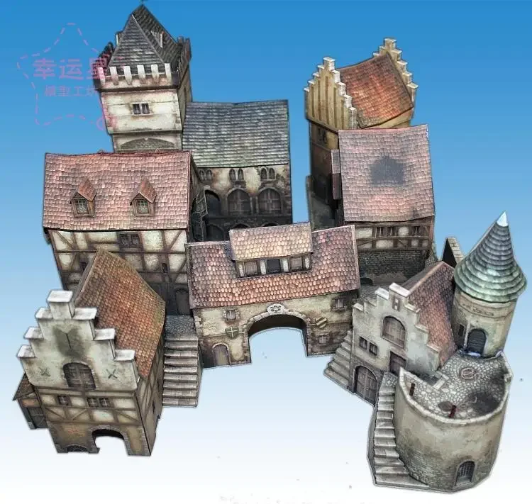 

DIY Handwork Of 3D Paper Model Of Medieval Architecture 1/87 Anno1404 Port
