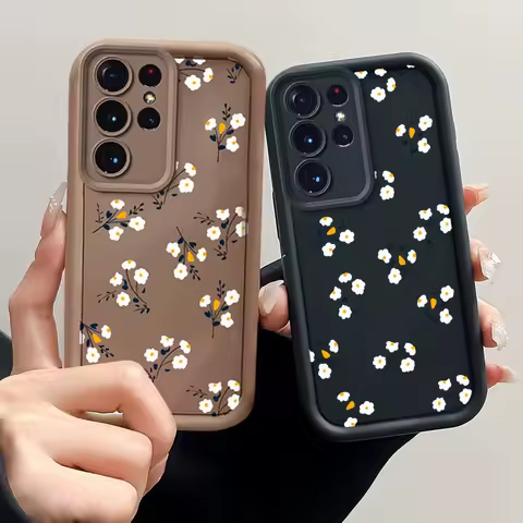 For Samsung S24 FE Flowers Phone Case Samsung Galaxy S25 Ultra S 24 S23 S22 S21 S20 FE A73 A06 A05 A05S Cases Soft Florals Cover