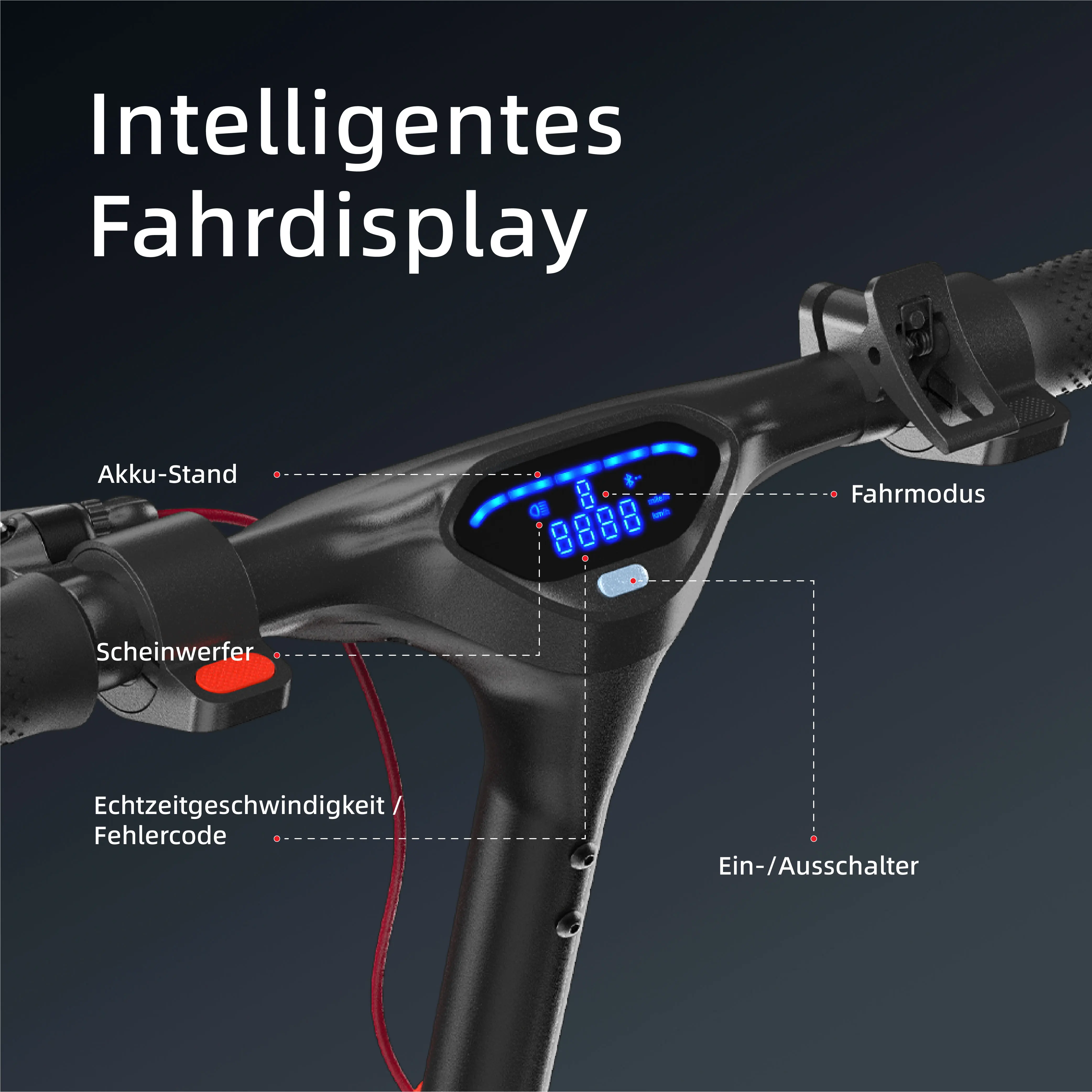 E9TMAX 10-Zoll-Elektroroller 500W 36V10Ah 35-40KM Reichweite 20KM/H 2 Geschwindigkeiten Minirobot APP Doppelbremse DE Standard E-Scooter (ABE,CE) Kostenlose Fahrradtasche – Detail 15