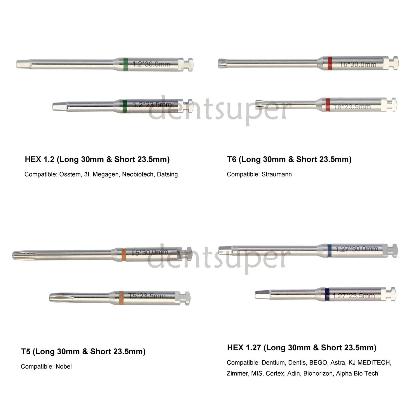 

Dental Screwdriver Hex Drivers Abutment Latch Stainless Long Short Nobel