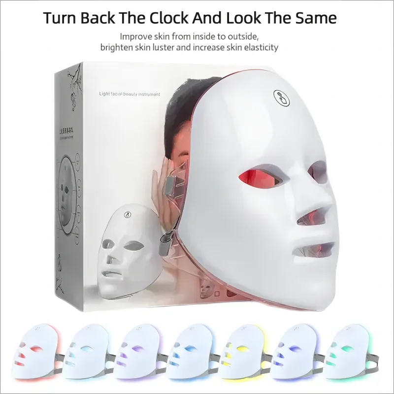 7 couleurs lumineux LED masque photothérapie de soin de la peau anti - acné machine visage cou beauté LED