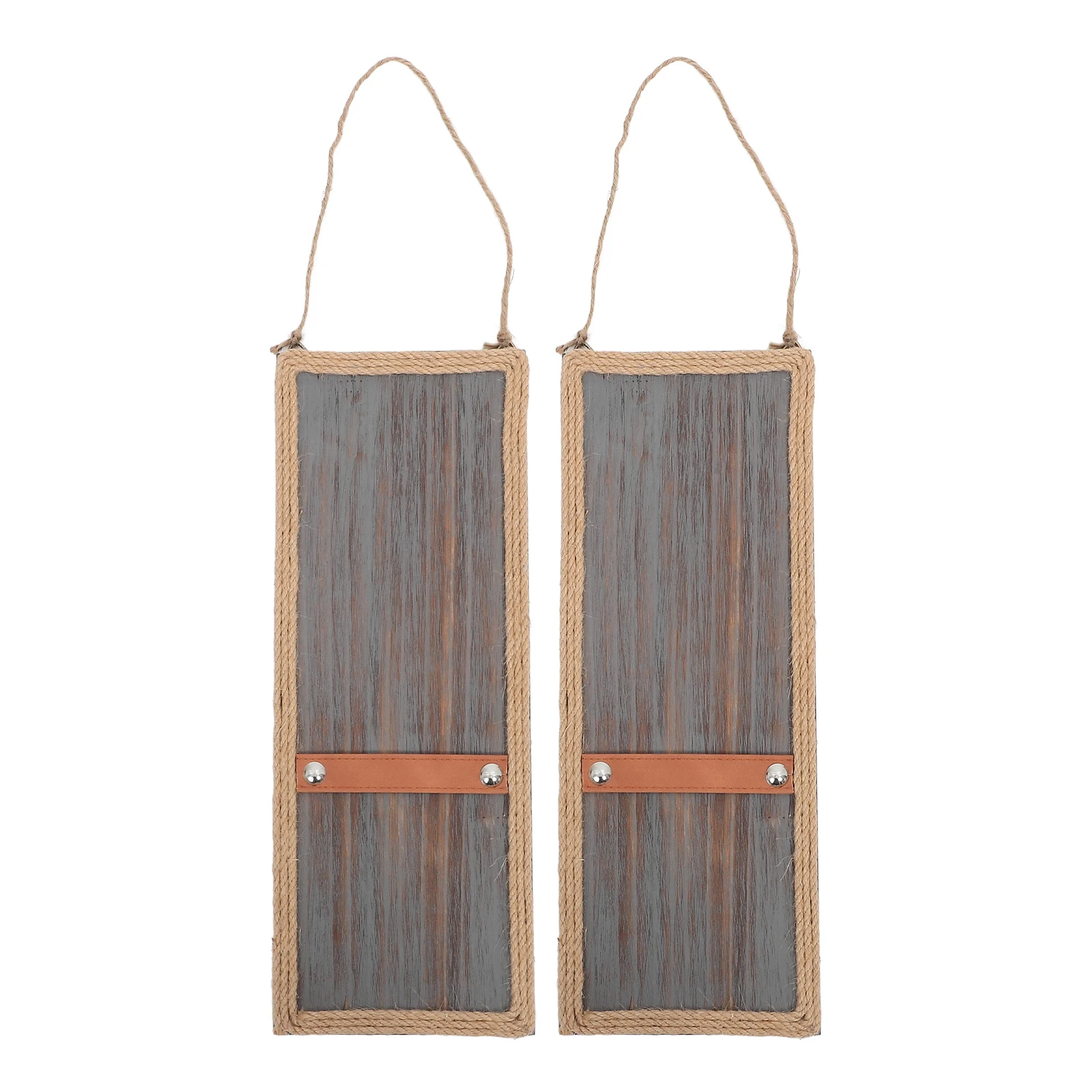 

2pcs Vintage Wooden Wall Hangings Decorative Home Retro Style Hemp Rope Texture Wood Hanging Picture Board Lightweight