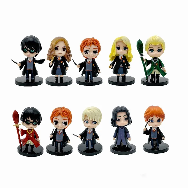 10Pcs/Set Harry Potters Figures Anime Q Version PVC Doll Toys Movies Car Cake Decoration Birthday Christmas Gift