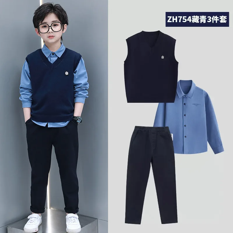 

2025 Boys' Spring And Autumn Style College Style Three Piece Western Fashionable Children'S Clothing Set For Girls' Spring