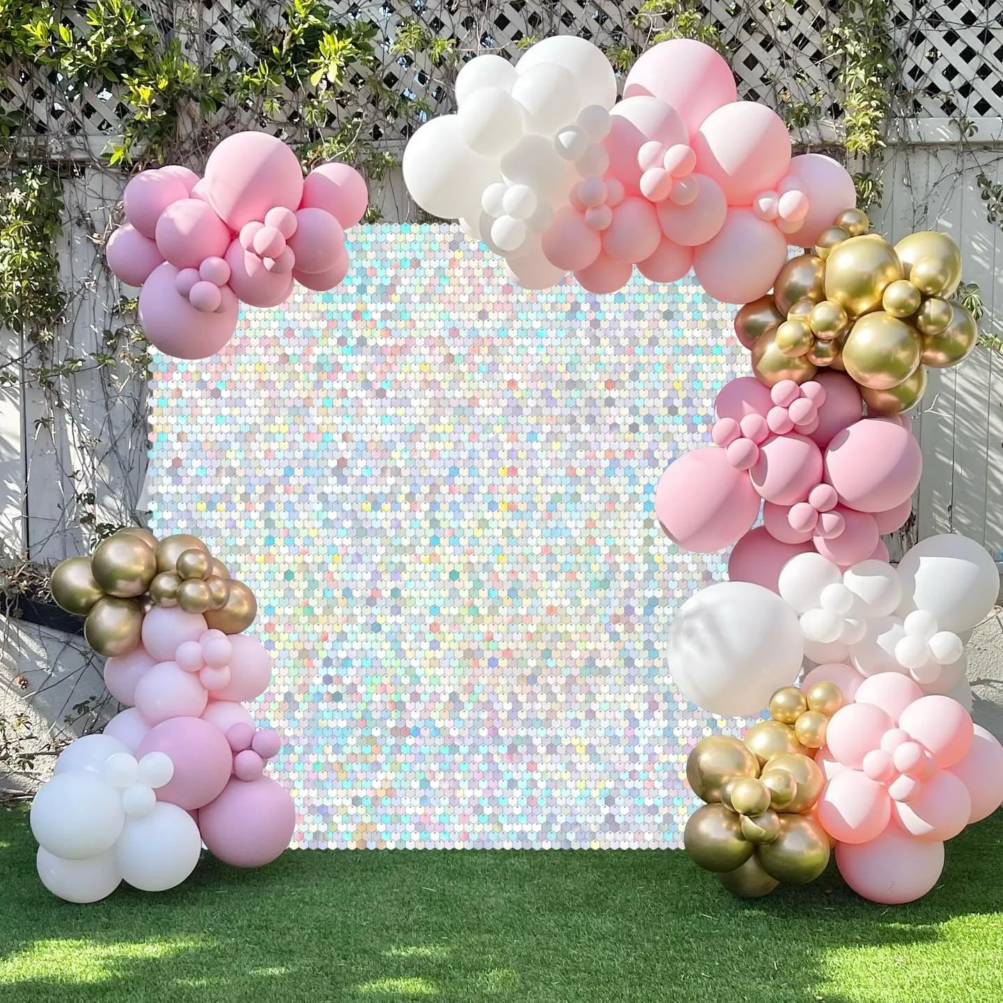 

Hexagon Sequins Shimmer Wall Backdrop Hexagonal Sequin Wall Panels for Birthday Decorations, Wedding & Bachelorette Party