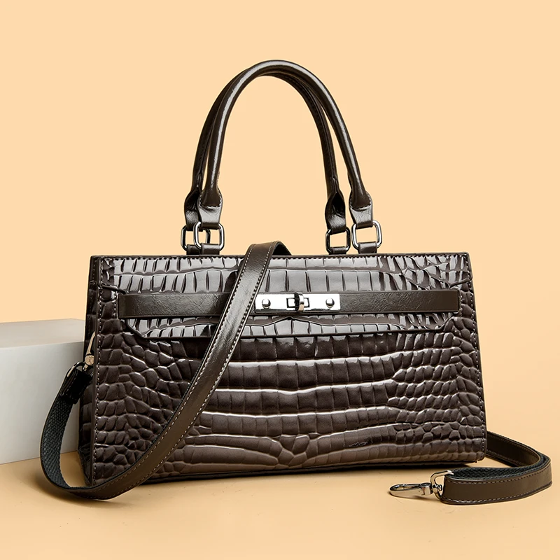 

Fashionable Leather Tote Bag for Women, Crossbody Convertible Handbag, Elegant Ladies Style, Famous Designer