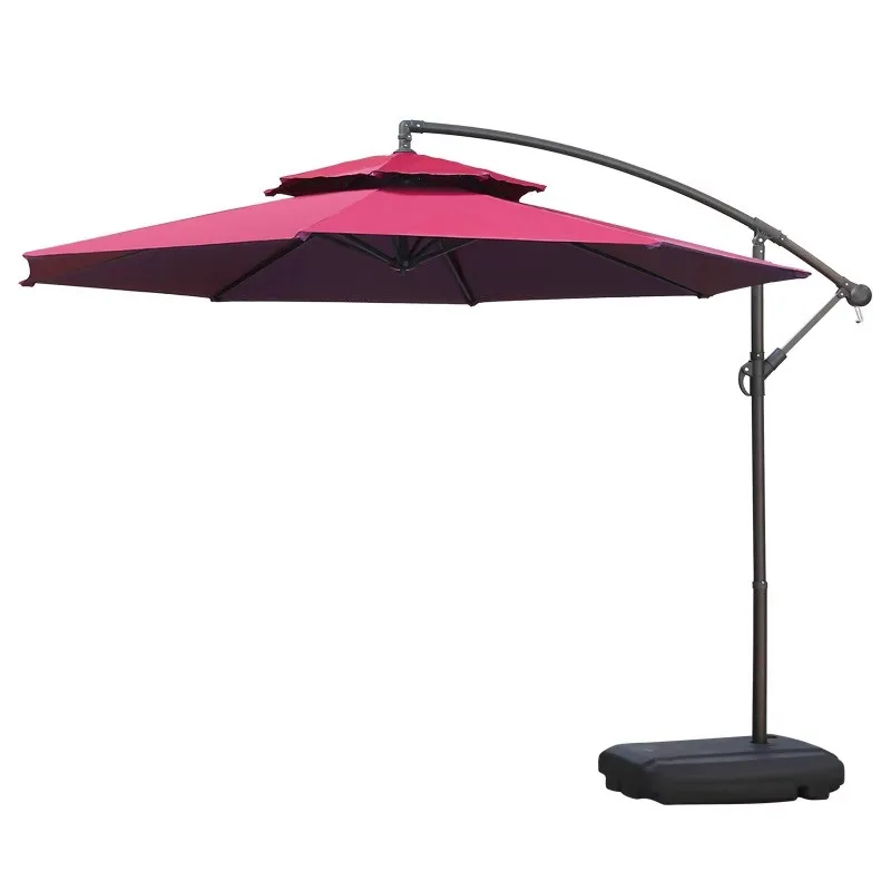 2.7 meter double roof 3 color hanging Cantileve umbrella patio steel frame garden parasol sunshade iron outdoor cover (no stone)