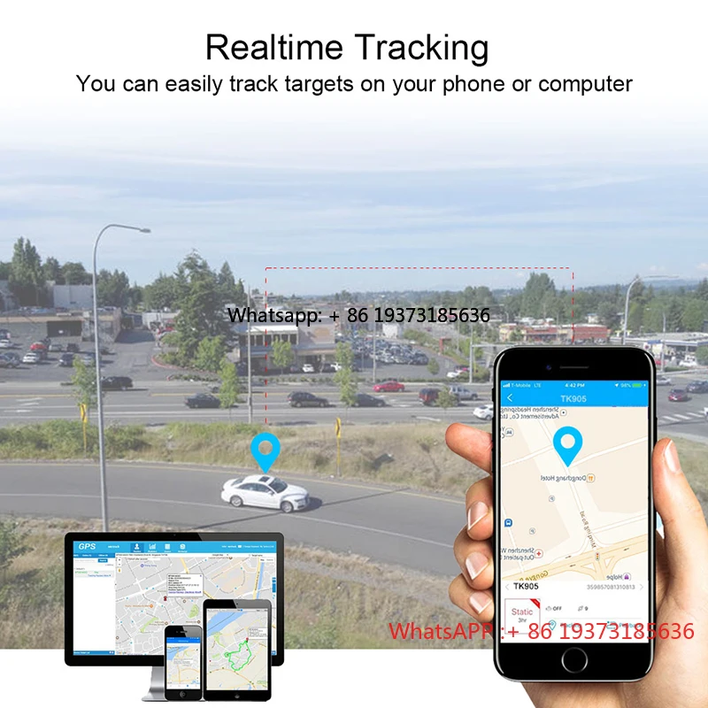 جهاز تتبع Vjoy Magnet GPS TK905B بقدرة 10000 مللي أمبير في الساعة مقاوم للماء بنظام تحديد المواقع العالمي (GPS)