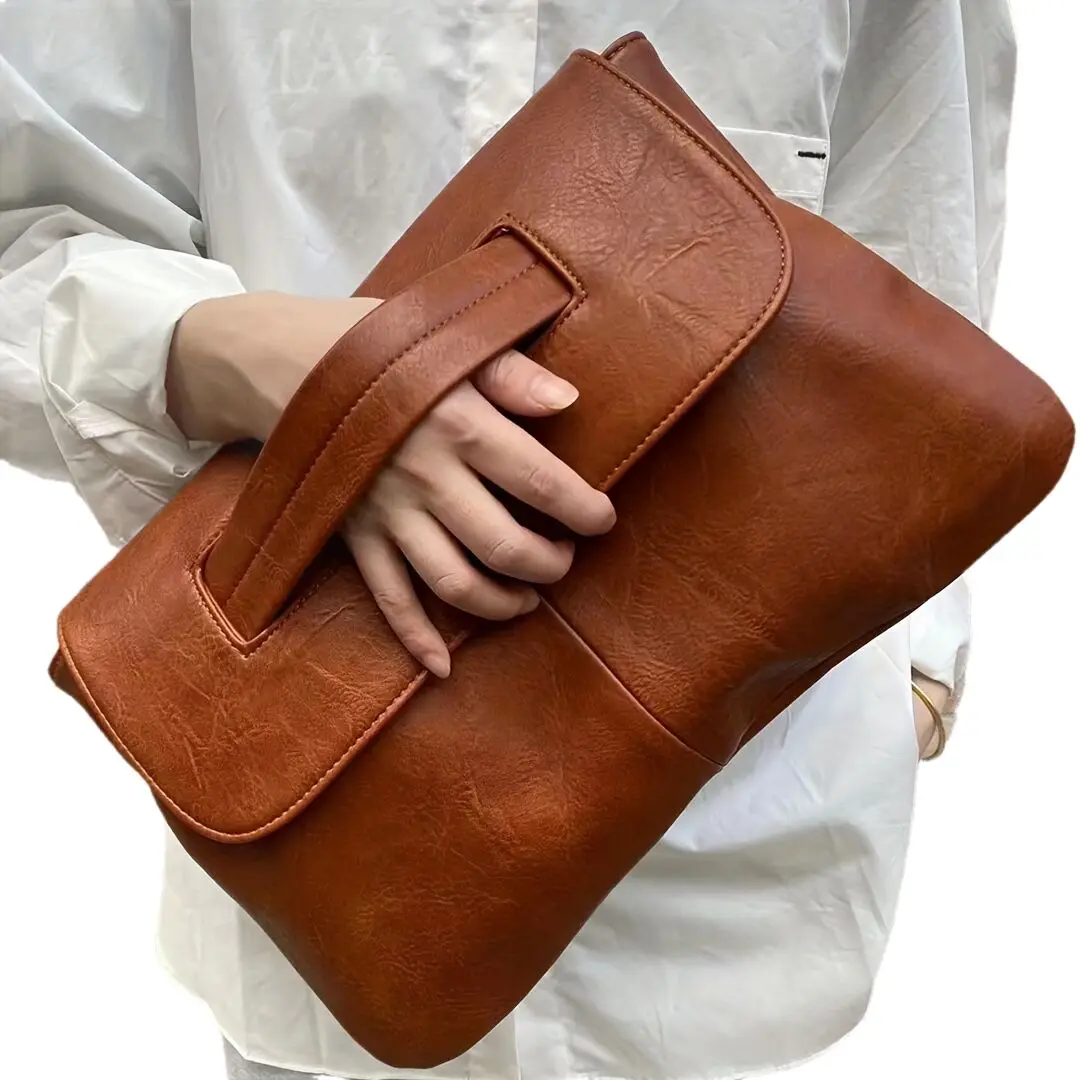 

Classic Solid Color Handbag Wallet, Large Capacity Textured Coin Purse, Women's Fashionable Portable Wallet