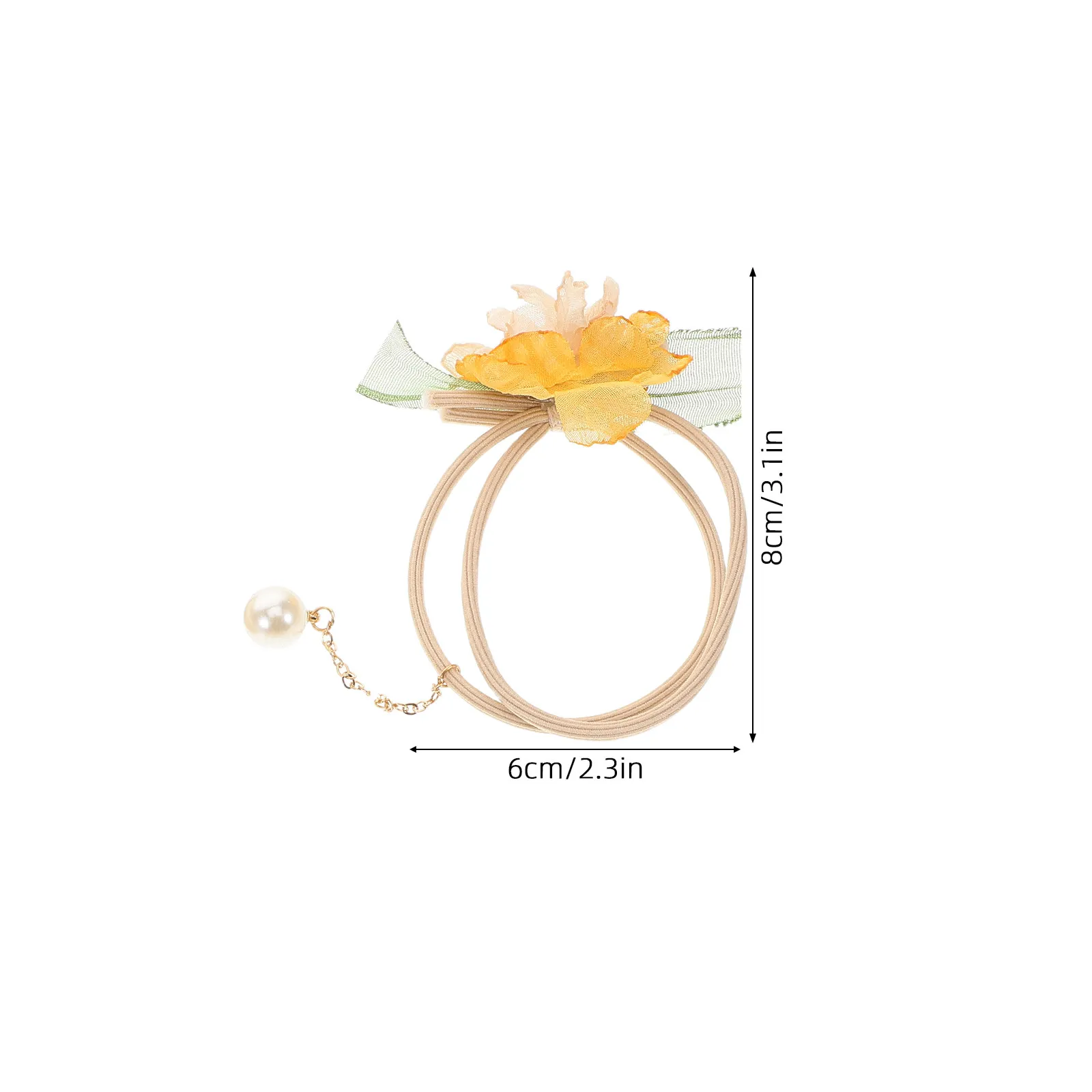 3Pcs Hair Ties Floral Hairbands Women Faux Pearl Tassels Soft Stretchy Elastic Hair Rope Ponytail Holder Bridal Accessories
