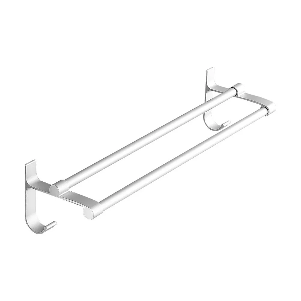 Towel Rack Aluminum Rust-Free Space Aluminum Adjustable Bathroom Shelf Silver Hotel Toilet Storage Organizer Towel Rack