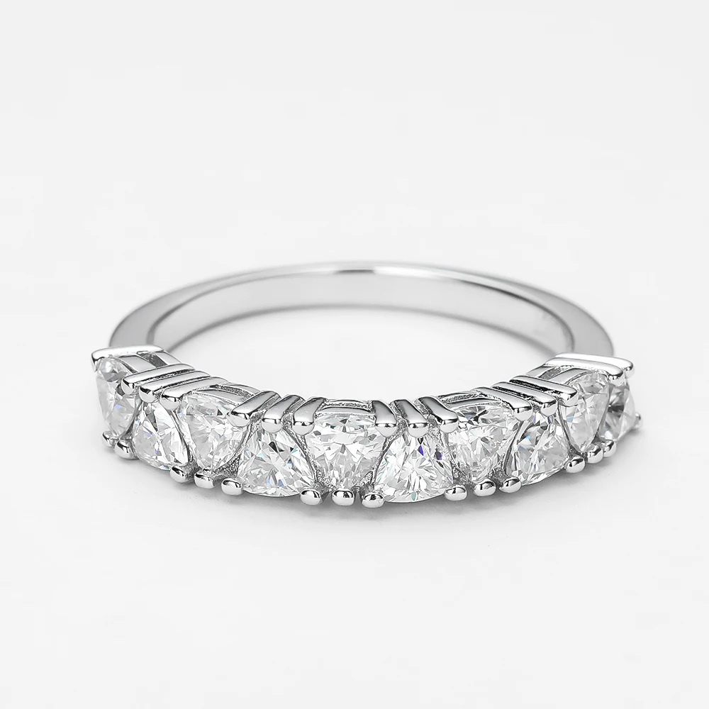 TBCYD 1CT D Color Triangle Cut Moissanite Wedding Band For Women GRA Certified 925 Sterling Silver Eternity Ring Luxury Jewelry
