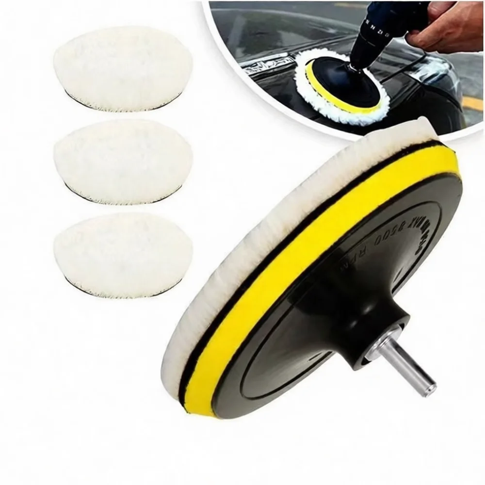 For Runge Car Buffing Pad Set Synthetic Wool Polishing Disc Self Adhesive Automotive Detailing Waxer Paint Protect