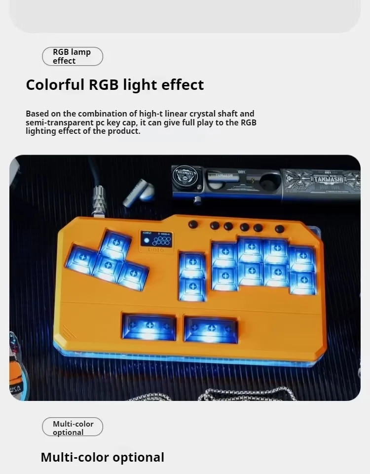 DOIO Mini Hitbox MIXBOX Aluminum Alloy Custom Game Keyboard Arcade Cabinet PS4 PS5 Switch PC KBHX-01 Pro Joystick TEKKEN SF KOF